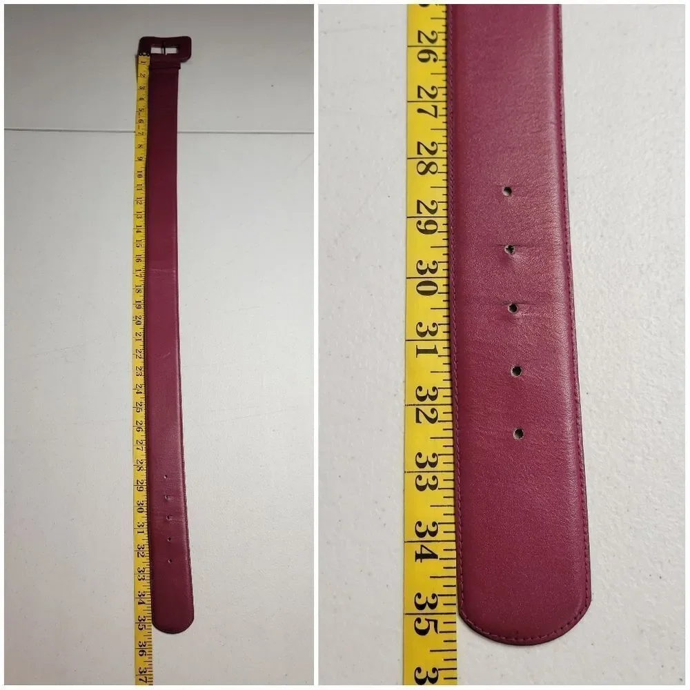 Vintage Wide Oversized Fuchsia Leather Belt for Women